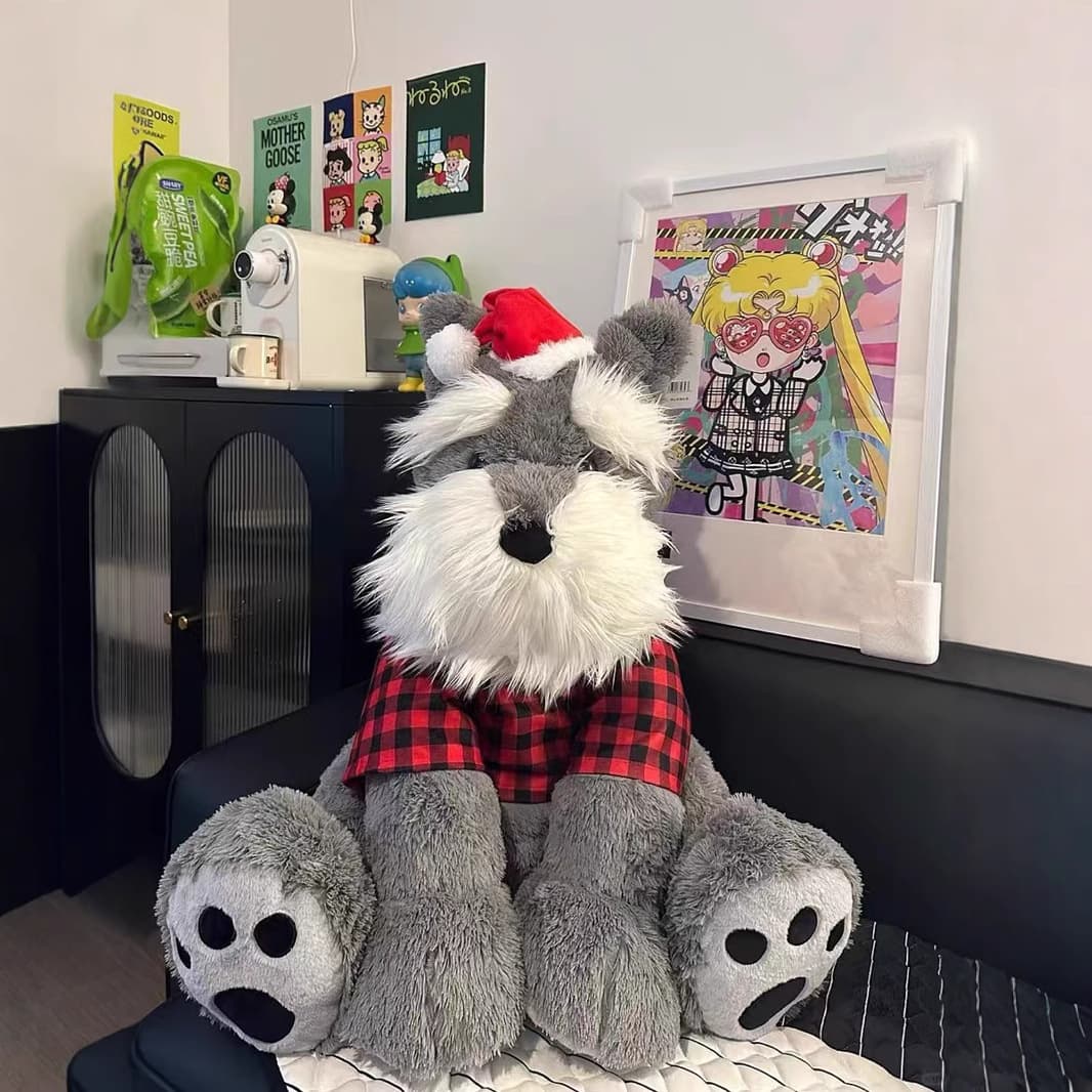 犬 ぬいぐるみ ふんわりシュナウザーの冬じたく