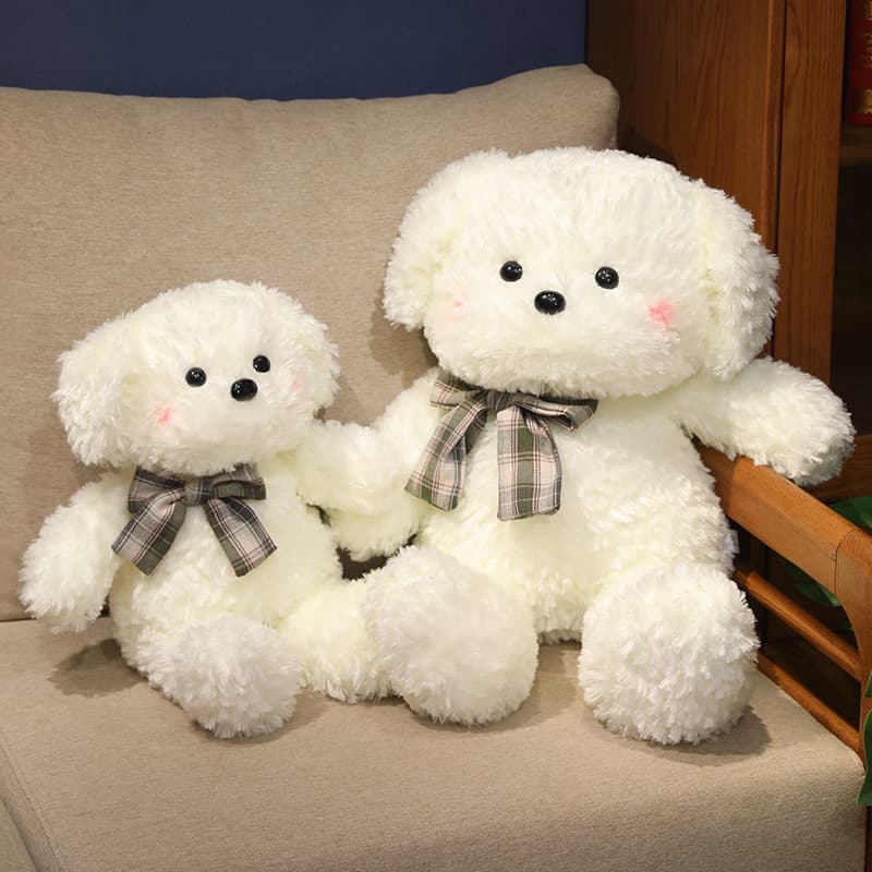 犬 ぬいぐるみ もふもふリボン付きトイプードル ぬいぐるみ