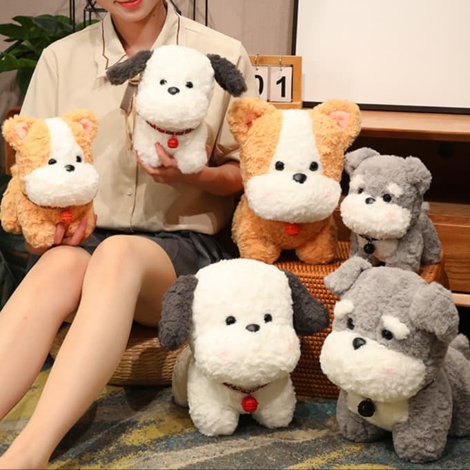 犬 ぬいぐるみ もふもふシュナウザーお座りぬいぐるみ