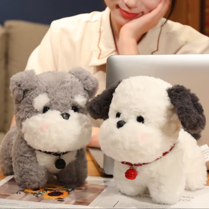犬 ぬいぐるみ もふもふシュナウザーお座りぬいぐるみ