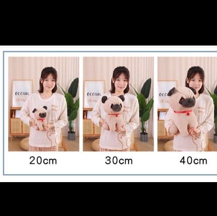 犬 ぬいぐるみ 愛らしい表情の座りポーズパグちゃんぬいぐるみ