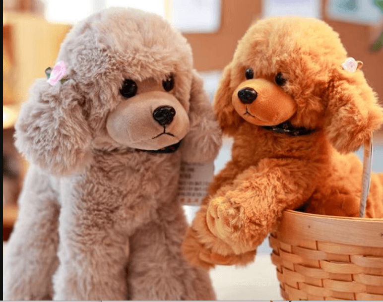 犬 ぬいぐるみ バンダナ付きふわふわトイプードル風ぬいぐるみ