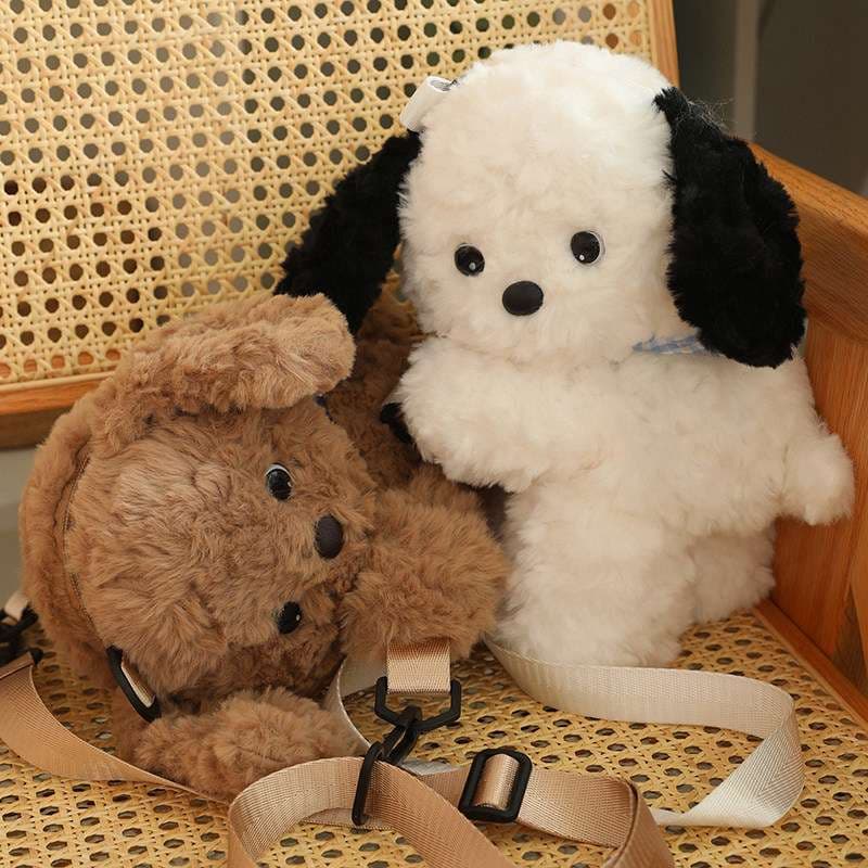 犬 ぬいぐるみ もこもこ子犬のおでかけぬいぐるみバッグ