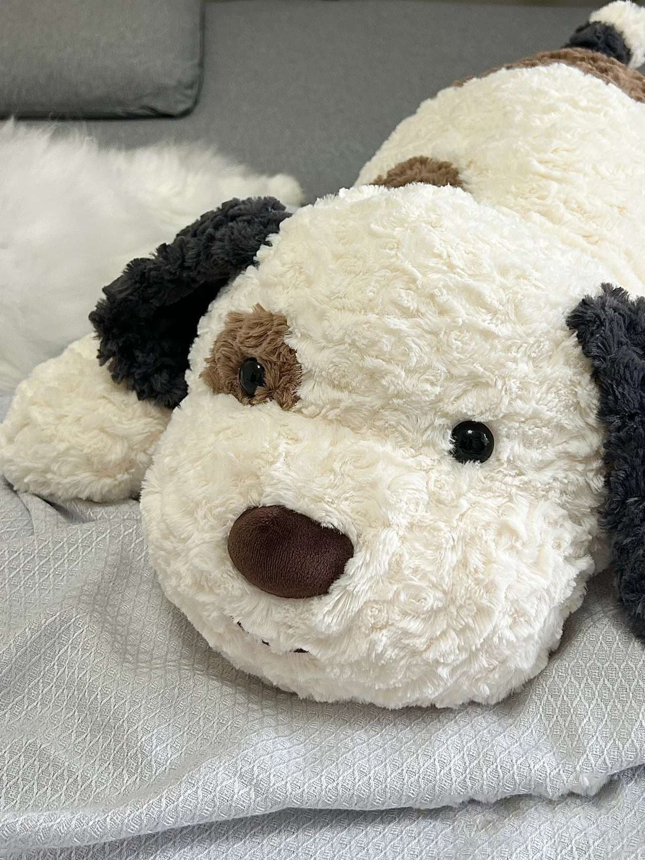 犬 ぬいぐるみ もこもこシュナウザーの添い寝ぬいぐるみ