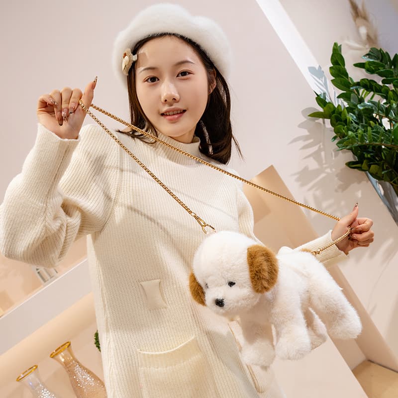 犬 ぬいぐるみ もふもふチェーン付き子犬ぬいぐるみ