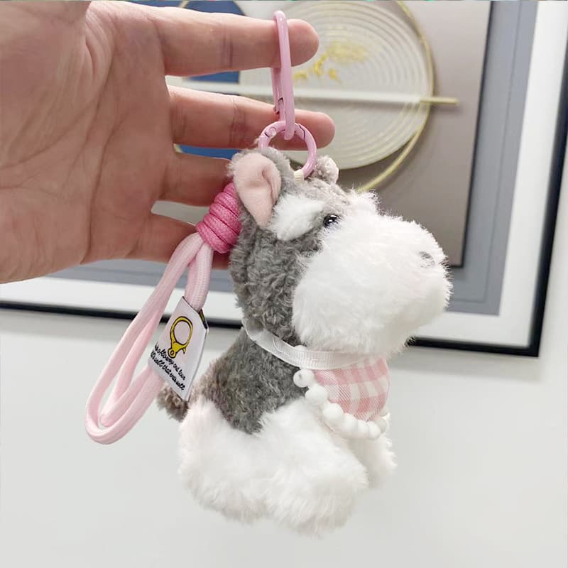 犬 ぬいぐるみ ふわふわシュナウザーバッグチャーム