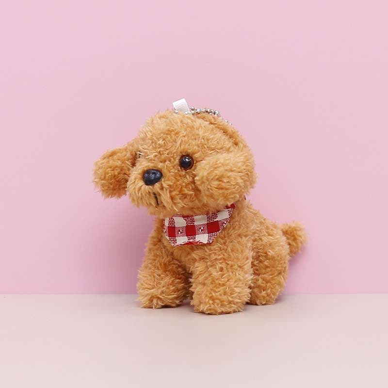 犬 ぬいぐるみ チェック柄スカーフ付きトイプードルぬいぐるみ
