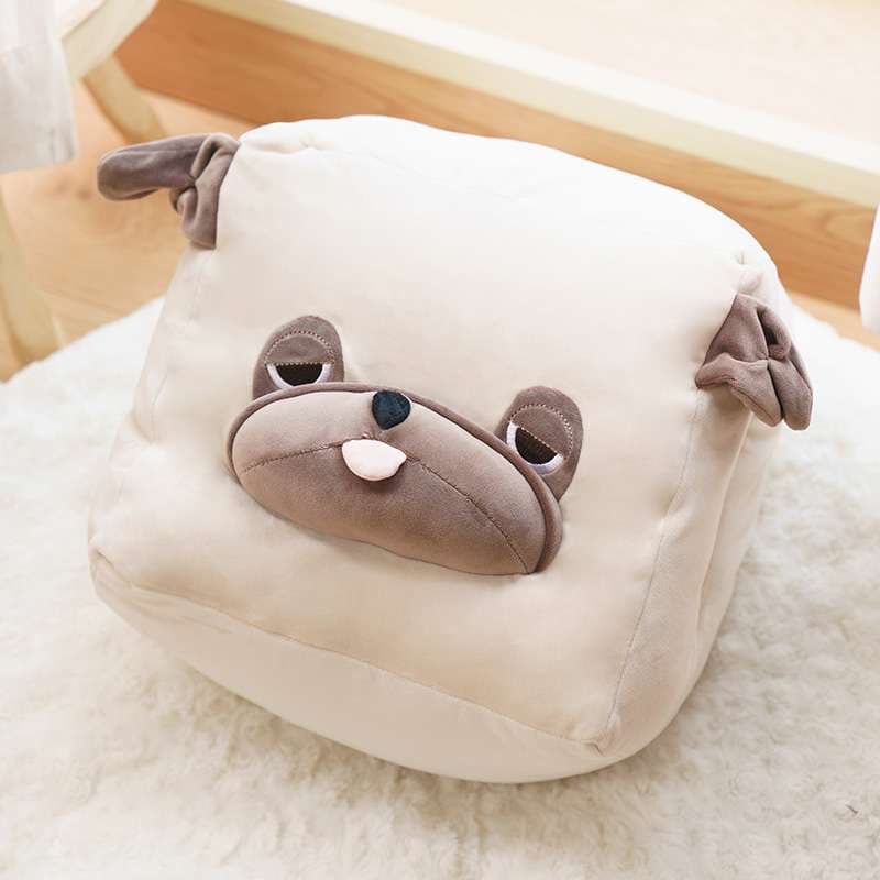 犬 ぬいぐるみ もちもちキューブパグまくら