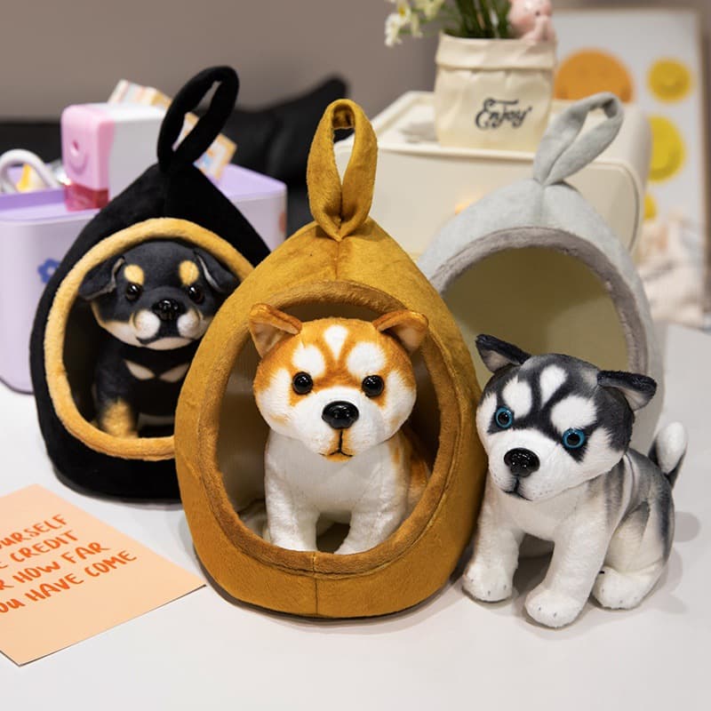 犬 ぬいぐるみ もこもこハウス付き柴犬ぬいぐるみセット