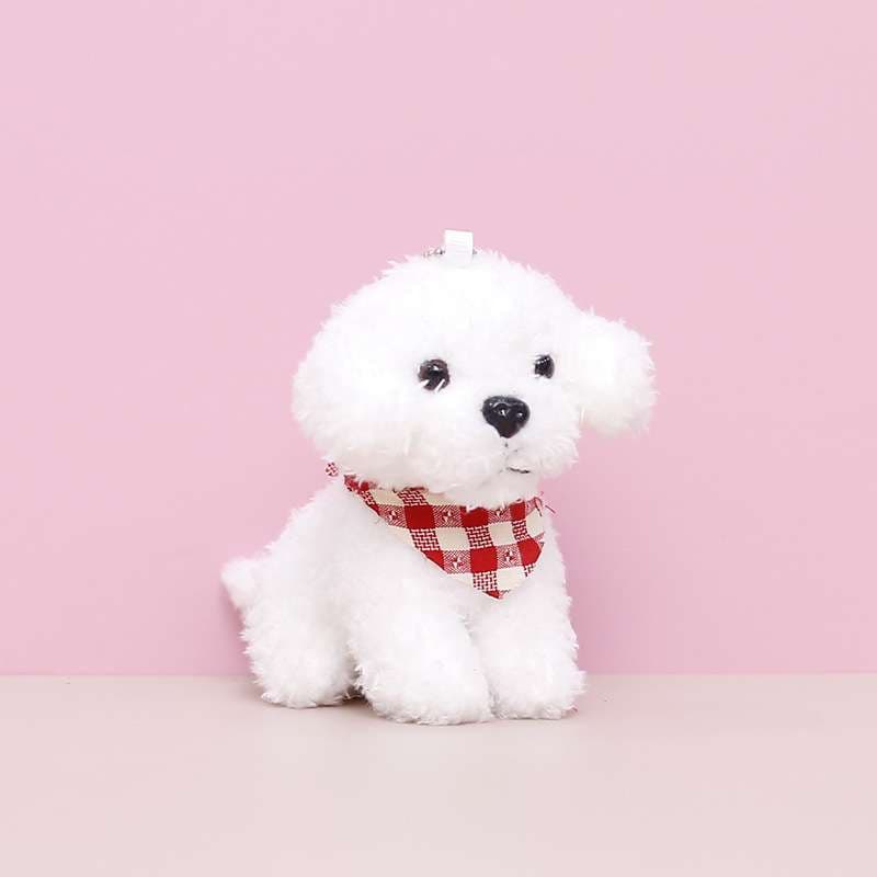 犬 ぬいぐるみ チェック柄スカーフ付きトイプードルぬいぐるみ