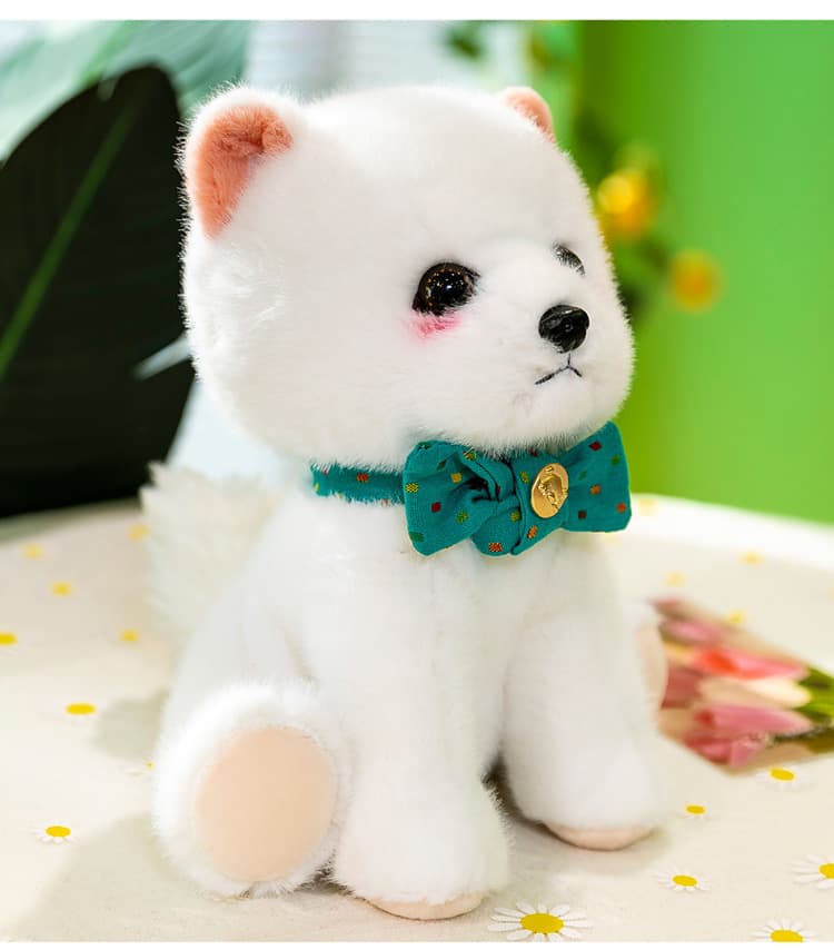 犬 ぬいぐるみ 高級リボン付きポメラニアン ぬいぐるみ