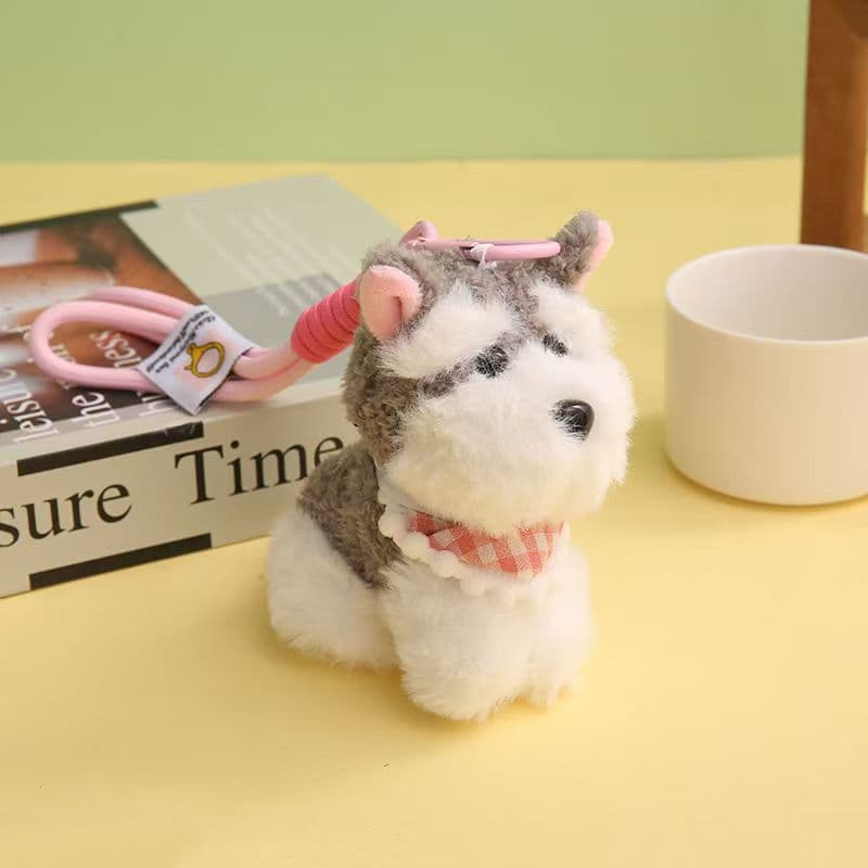 犬 ぬいぐるみ もこもこポメラニアン キーホルダー
