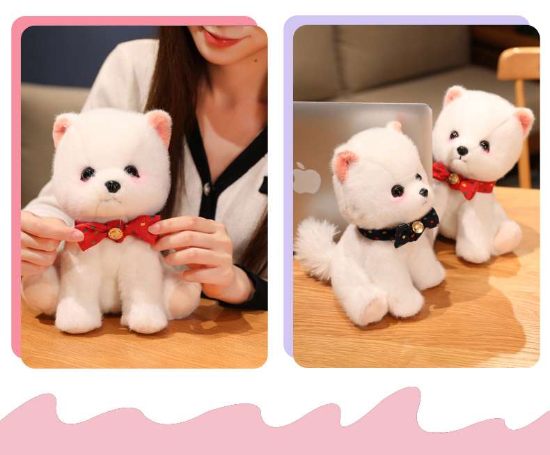 犬 ぬいぐるみ リボン付きふわもこポメラニアン ぬいぐるみ