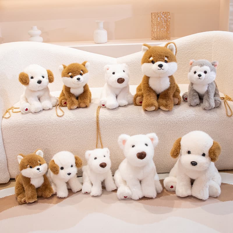 犬 ぬいぐるみ もふもふチェーン付き子犬ぬいぐるみ