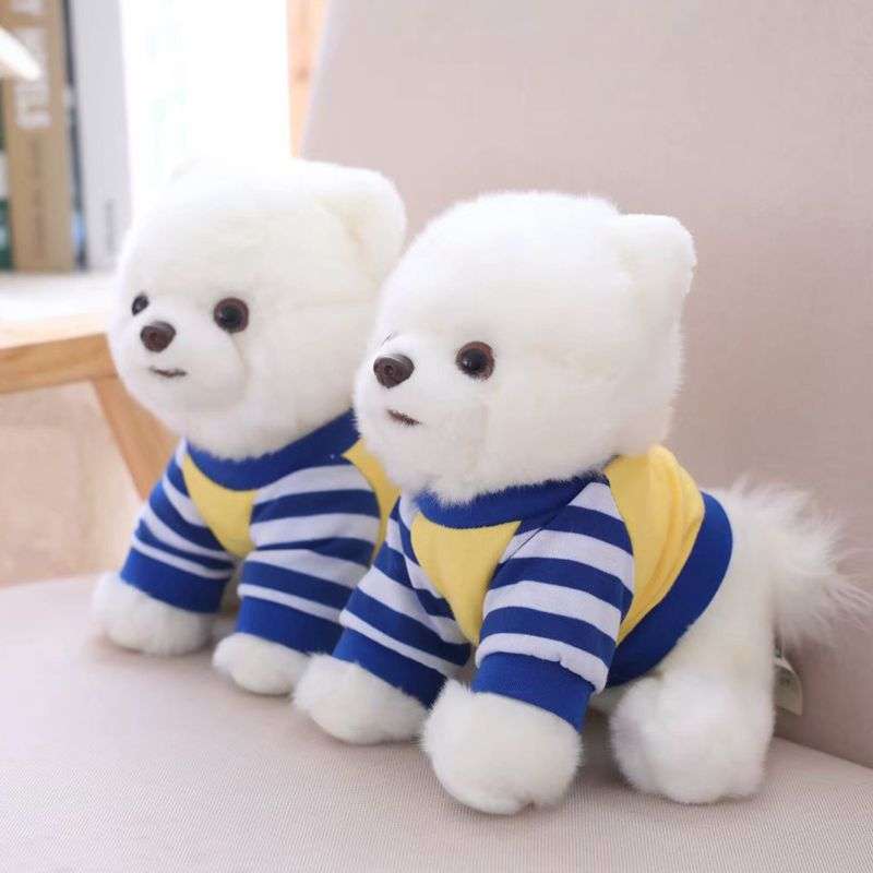 犬 ぬいぐるみ もふもふポメちゃんぬいぐるみ ストライプマリン