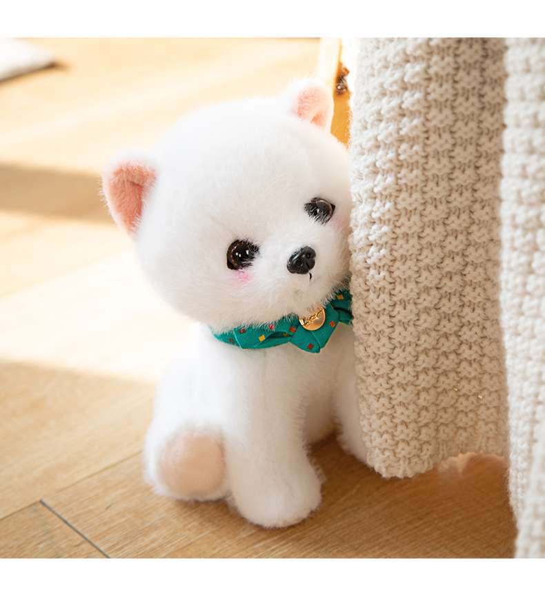 犬 ぬいぐるみ リボン付き おすわりペット ぬいぐるみ