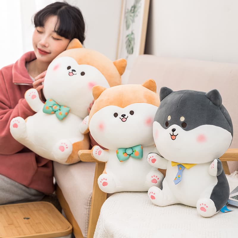 犬 ぬいぐるみ もふもふ蝶ネクタイ柴犬ぬいぐるみ