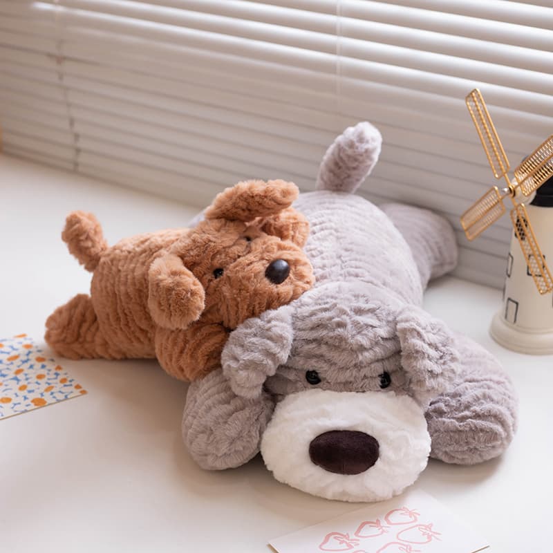 犬 ぬいぐるみ もふもふシュナウザーの親子ぬいぐるみ