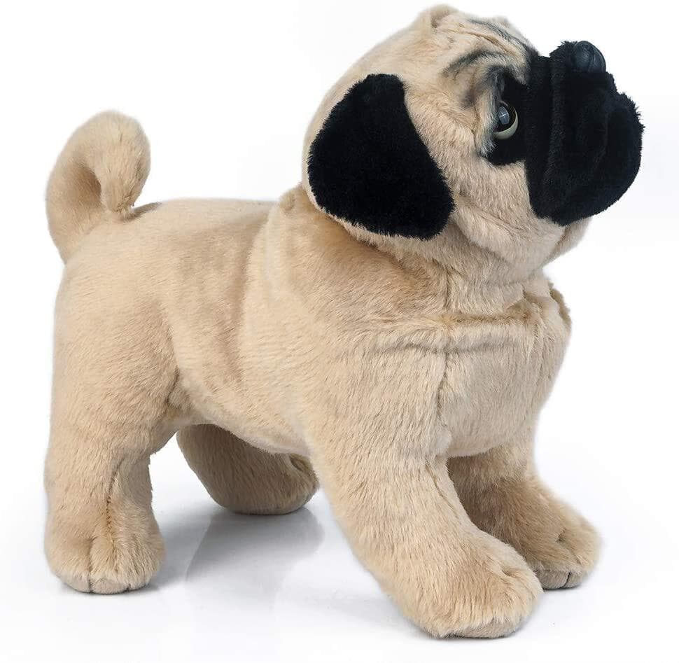 犬 ぬいぐるみ 首をかしげる立ち姿パグのぬいぐるみ