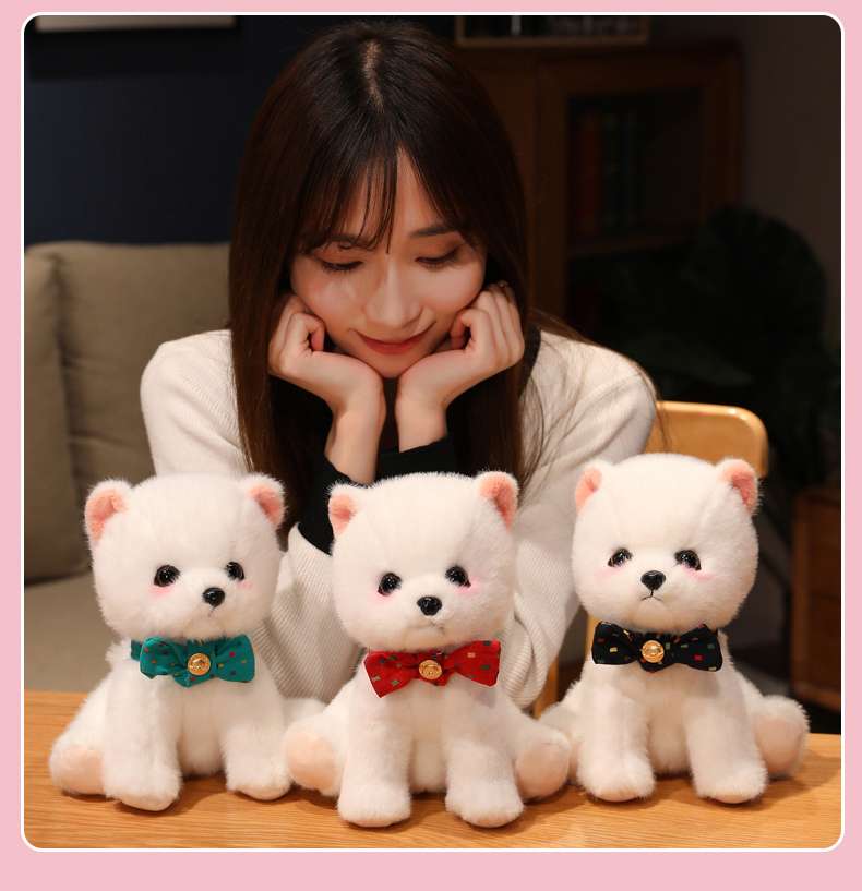 犬 ぬいぐるみ リボン付きふわもこポメラニアン ぬいぐるみ