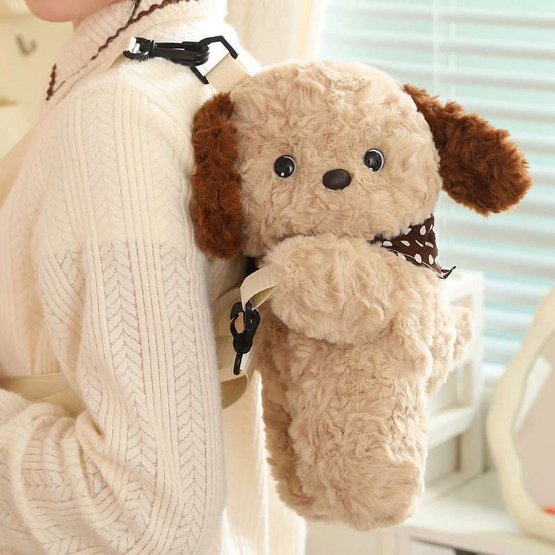犬 ぬいぐるみ もこもこ子犬のおでかけぬいぐるみバッグ