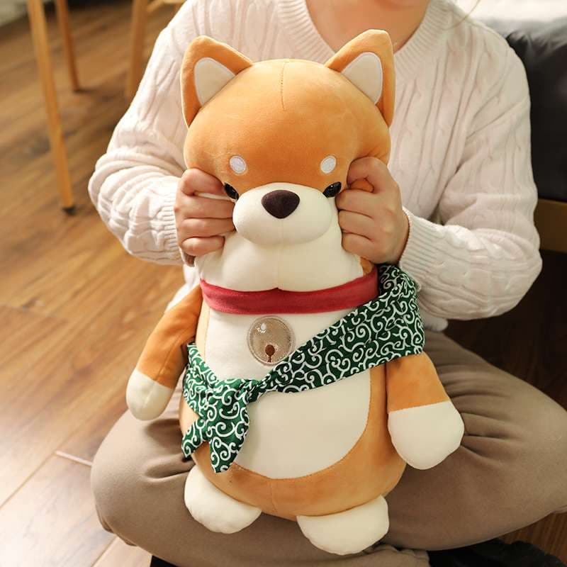 犬 ぬいぐるみ もちもち豆柴 ぬいぐるみ 和柄スカーフ付き