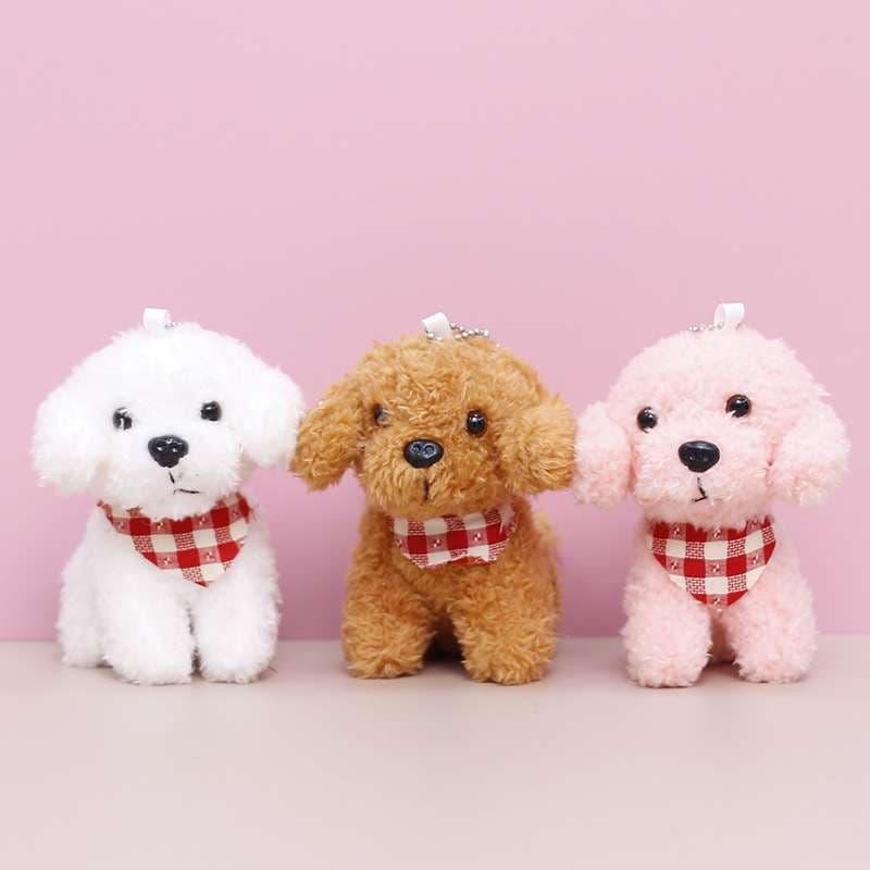犬 ぬいぐるみ チェック柄スカーフ付きトイプードルぬいぐるみ