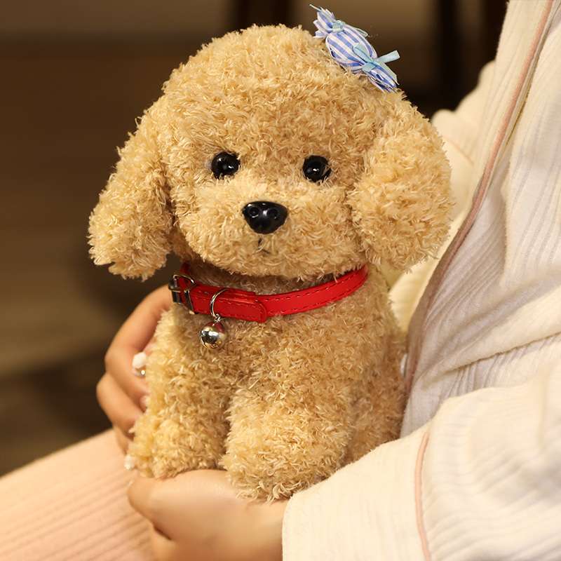 犬 ぬいぐるみ もこもこ トイプードル リボン付きぬいぐるみ