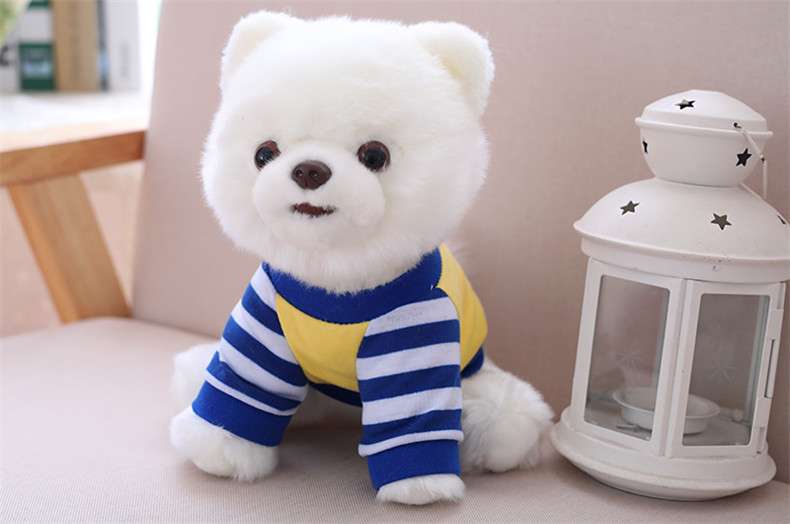犬 ぬいぐるみ もふもふポメラニアン ぬいぐるみ ボーダーTシャツ