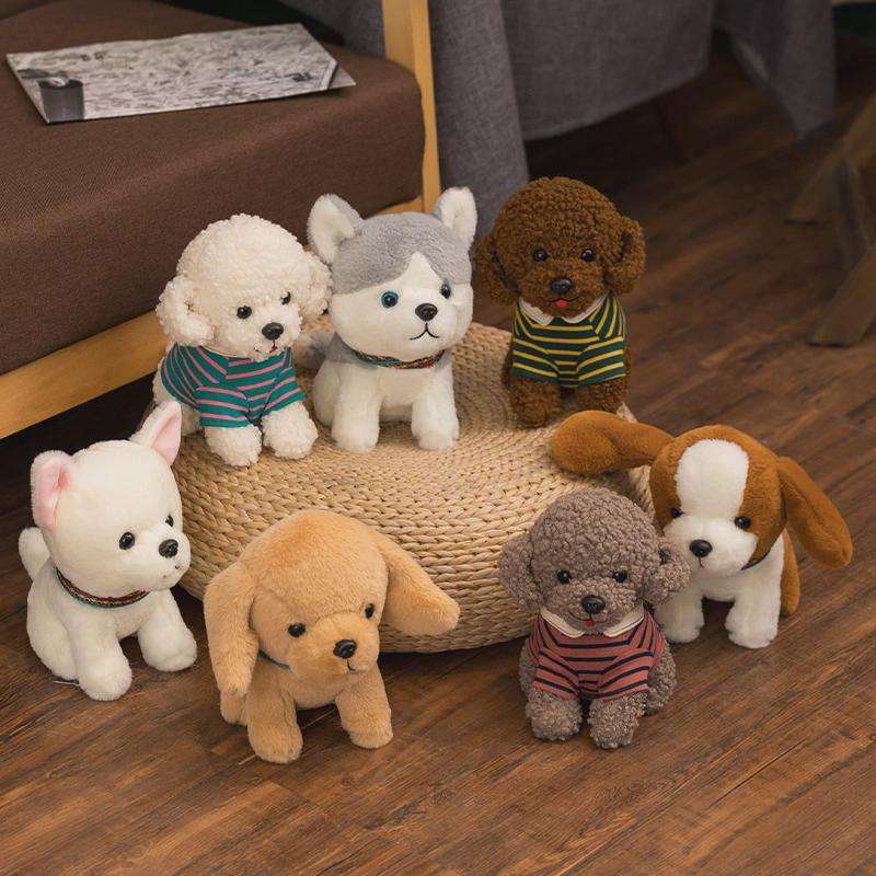 犬 ぬいぐるみ ふわもこ トイプードル ボーダーシャツ ぬいぐるみ