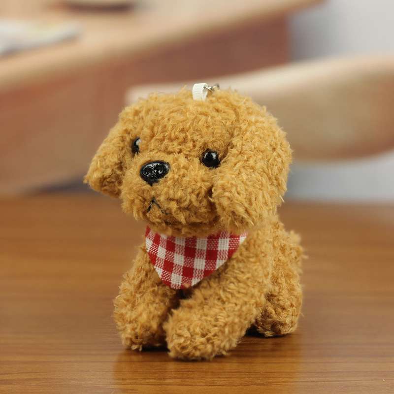 犬 ぬいぐるみ シンプル チェックスカーフ トイプードル