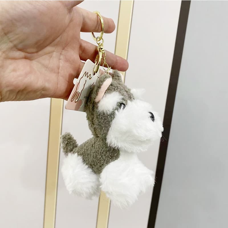 犬 ぬいぐるみ ふわふわシュナウザーバッグチャーム