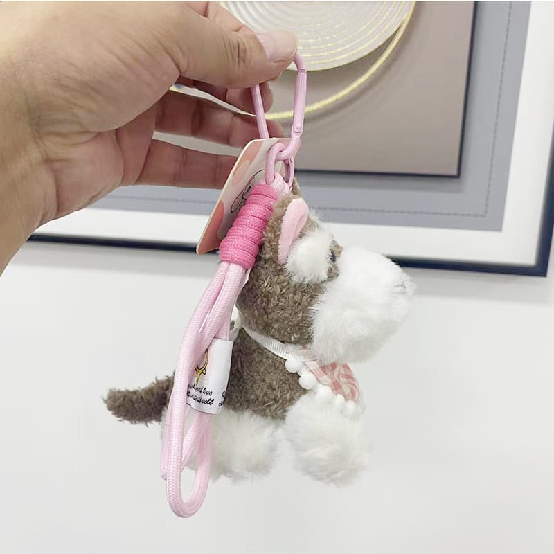 犬 ぬいぐるみ ふわふわシュナウザーバッグチャーム