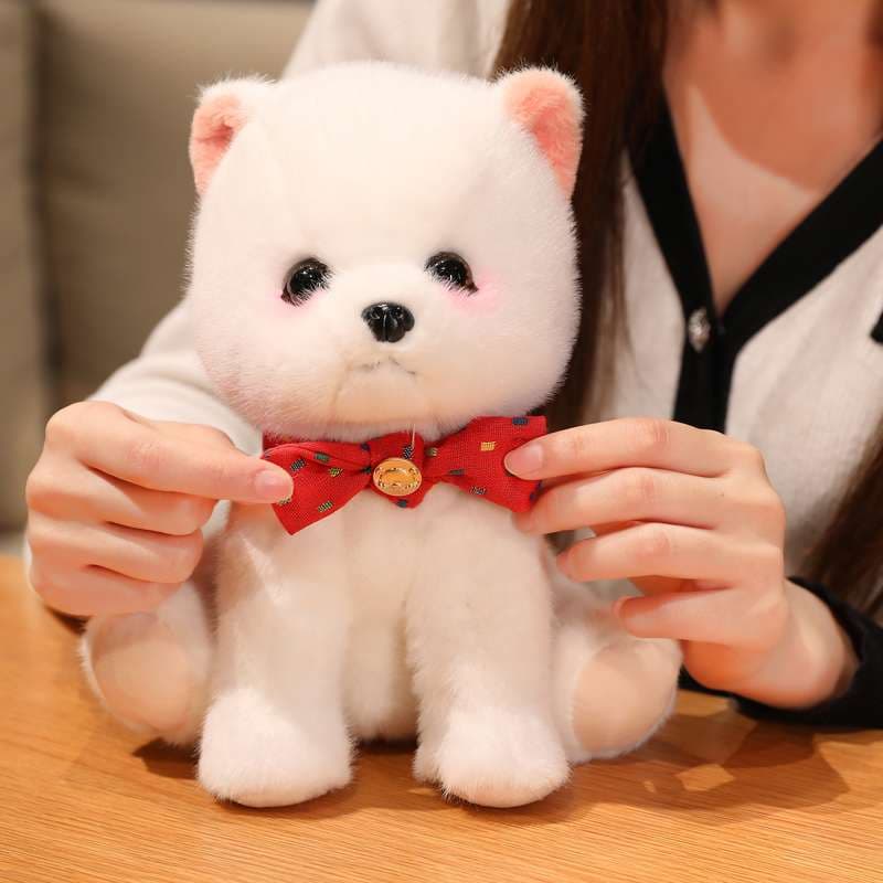 犬 ぬいぐるみ リボン付きふわもこポメラニアン ぬいぐるみ