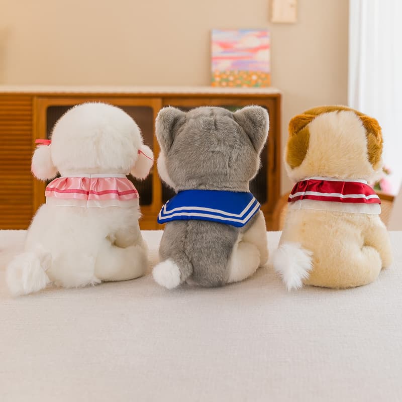 犬 ぬいぐるみ リボン付き お座りポメラニアン ぬいぐるみ