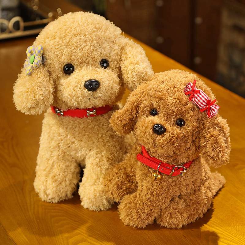 犬 ぬいぐるみ もこもこ トイプードル リボン付きぬいぐるみ