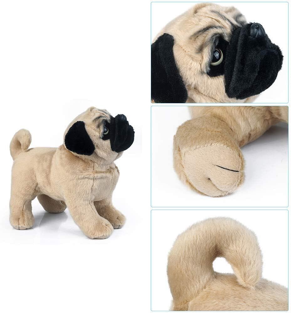 犬 ぬいぐるみ 首をかしげる立ち姿パグのぬいぐるみ