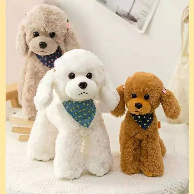 犬 ぬいぐるみ バンダナ付きトイプードル立ちポーズぬいぐるみ