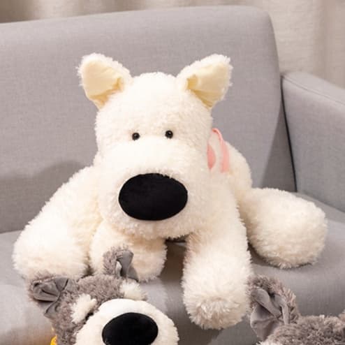 犬 ぬいぐるみ もふもふシュナウザーの抱き枕ぬいぐるみ
