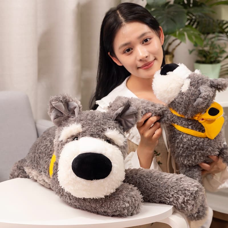 犬 ぬいぐるみ もふもふシュナウザーの抱き枕ぬいぐるみ
