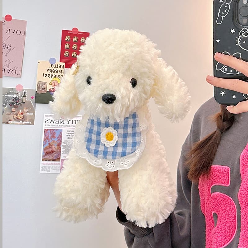 犬 ぬいぐるみ ふわもこプードルのお出かけぬいぐるみ