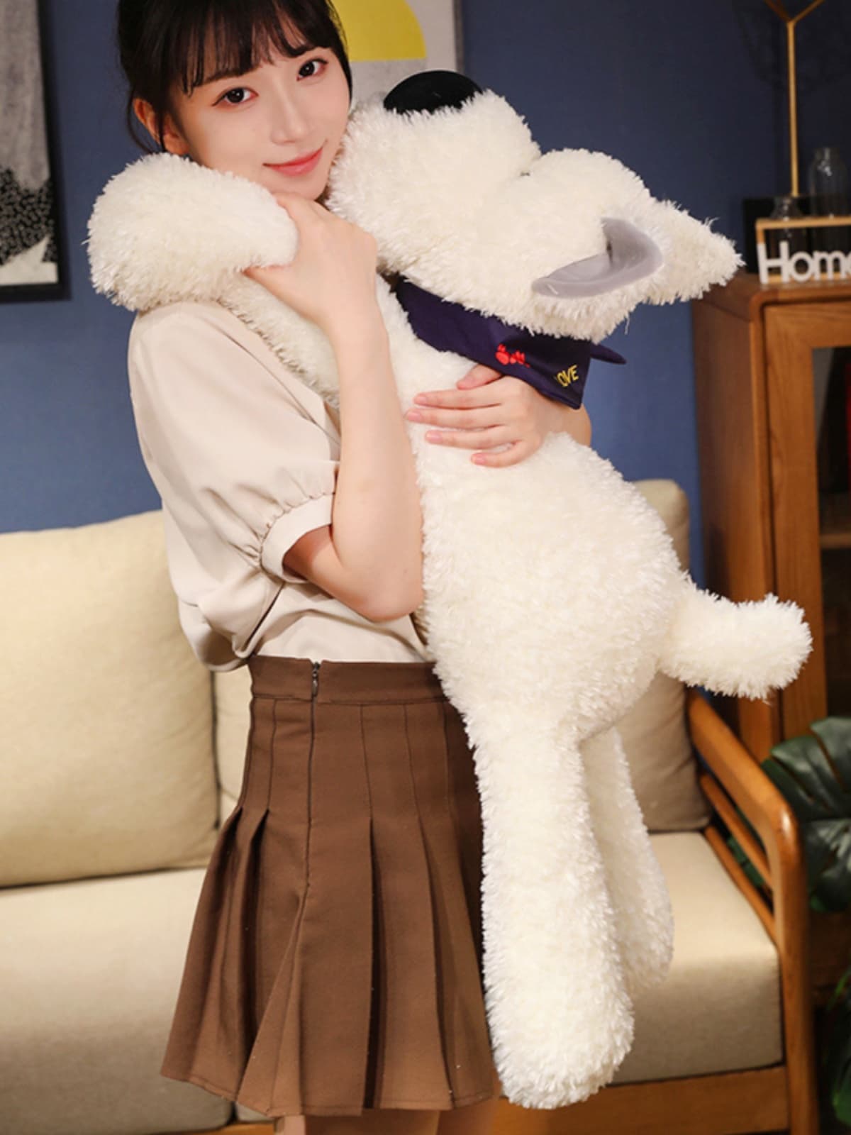 ふわふわ大型犬ぬいぐるみ 抱き心地抜群シュナウザー