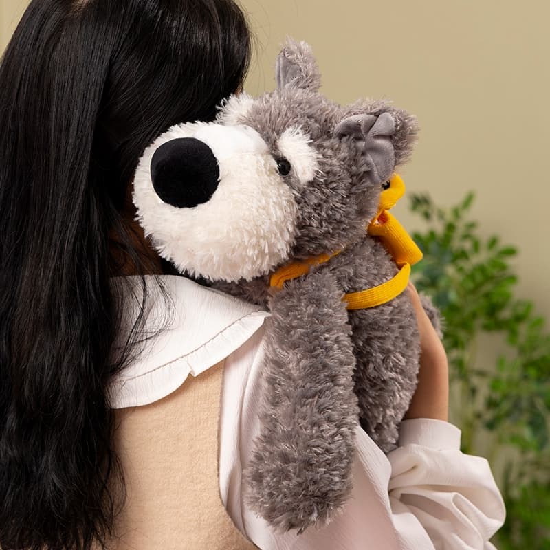 犬 ぬいぐるみ もふもふシュナウザーの抱き枕ぬいぐるみ