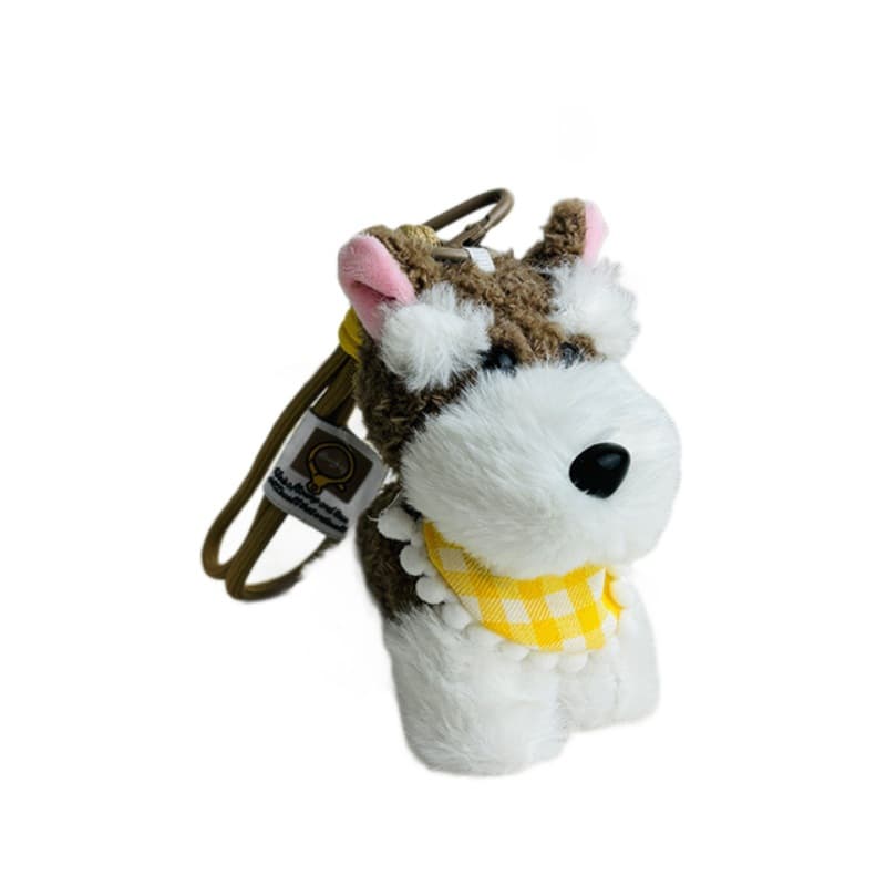 犬 ぬいぐるみ もふもふシュナウザー キーホルダー