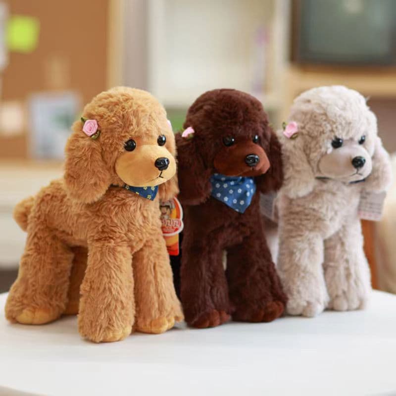 犬 ぬいぐるみ バンダナ付きトイプードル立ちポーズぬいぐるみ