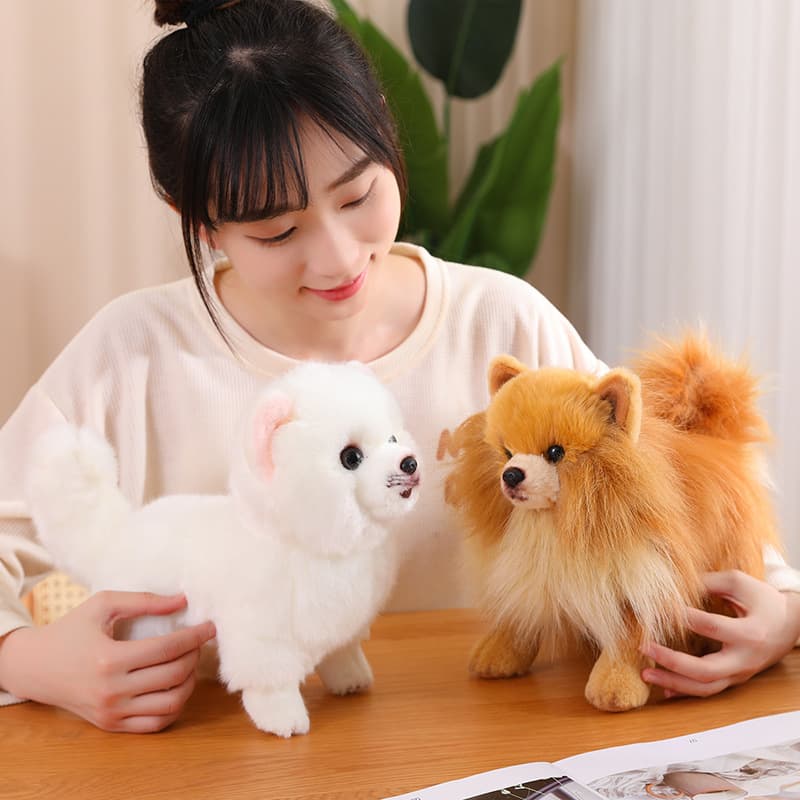 犬 ぬいぐるみ リアルなふわふわポメラニアン立ち姿ぬいぐるみ
