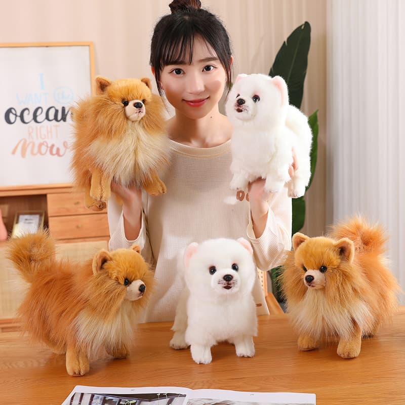犬 ぬいぐるみ リアルなふわふわポメラニアン立ち姿ぬいぐるみ