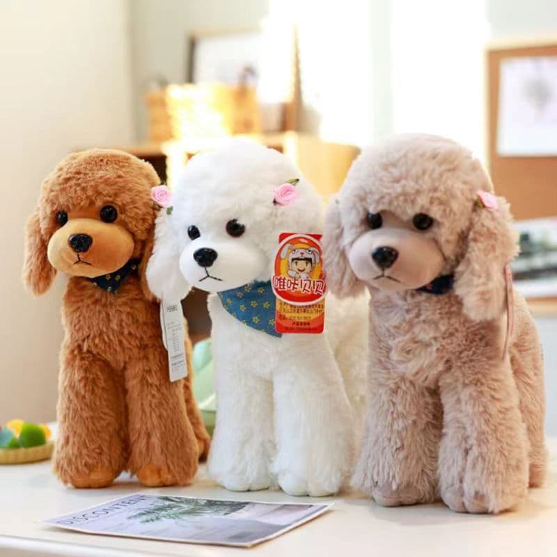 犬 ぬいぐるみ バンダナ付きトイプードル立ちポーズぬいぐるみ