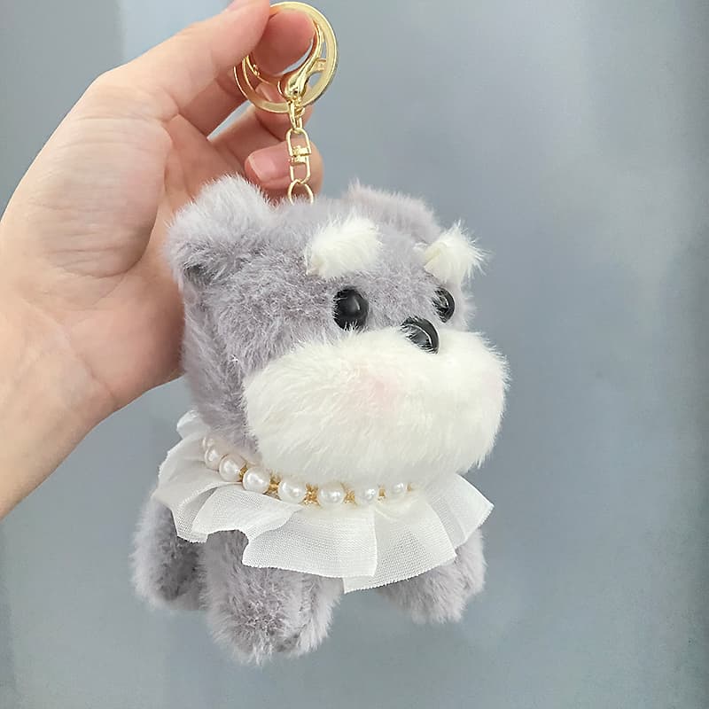犬 ぬいぐるみ ふわふわシュナウザー キーホルダー