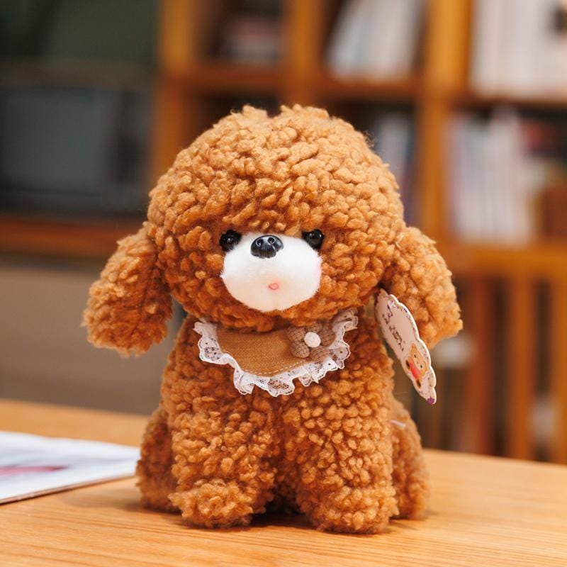 犬 ぬいぐるみ レースの襟付きもこもこ トイプードル